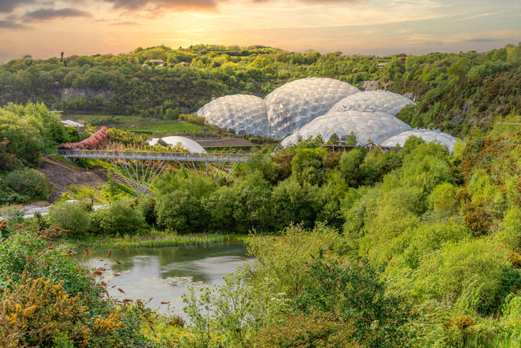 View over the Eden Project compound in Cornwall