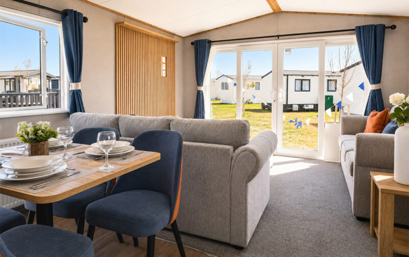 Bright and spacious living area at Lovat Parks holiday home.