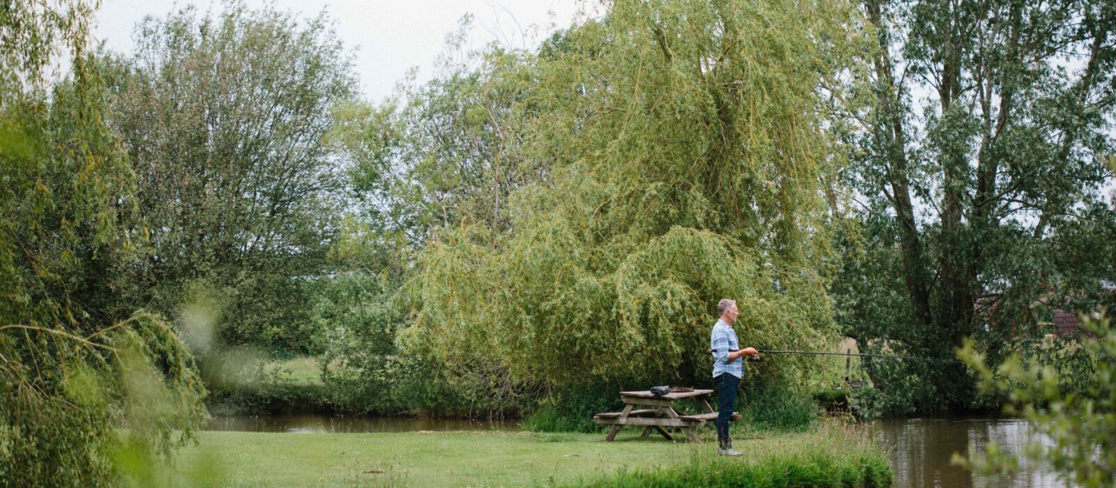 A man fishing.