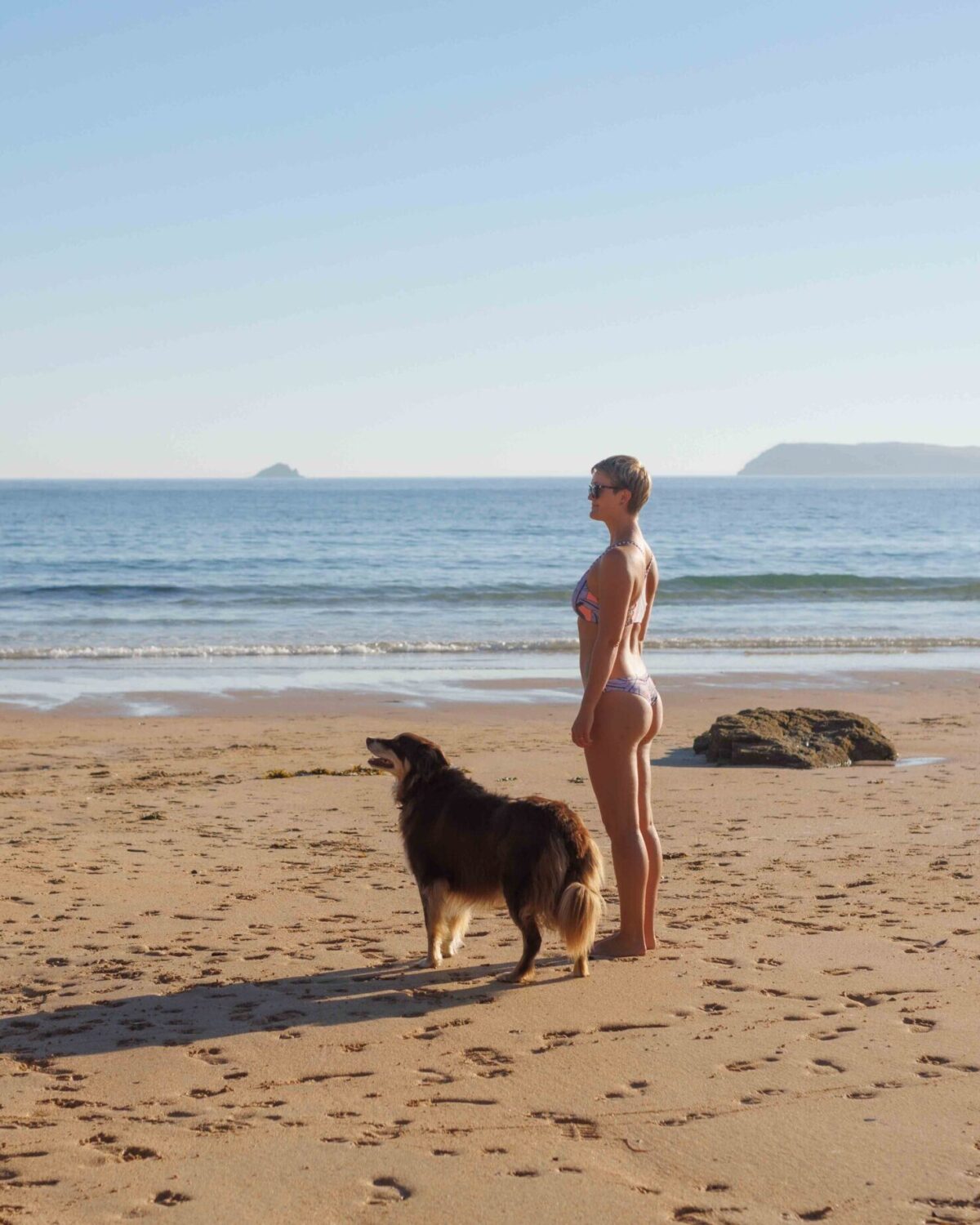 A woman with her dog.