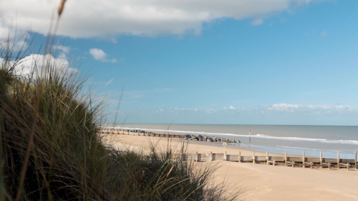 View over the groynes at Lepe beach